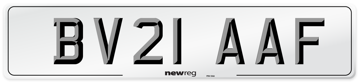 BV21 AAF Number Plate from New Reg